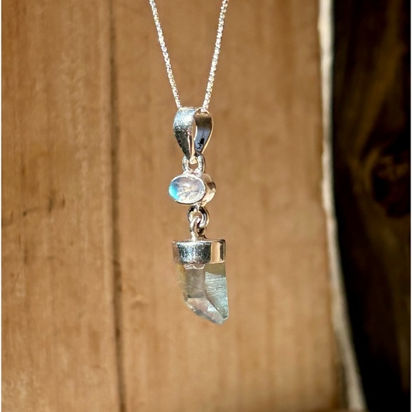 Aqua Aura Quartz & Moonstone Necklace - Picture 4 of 16